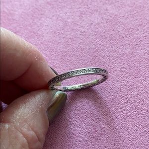 Pandora Radiant Hearts ring w pink enamel & cz 58